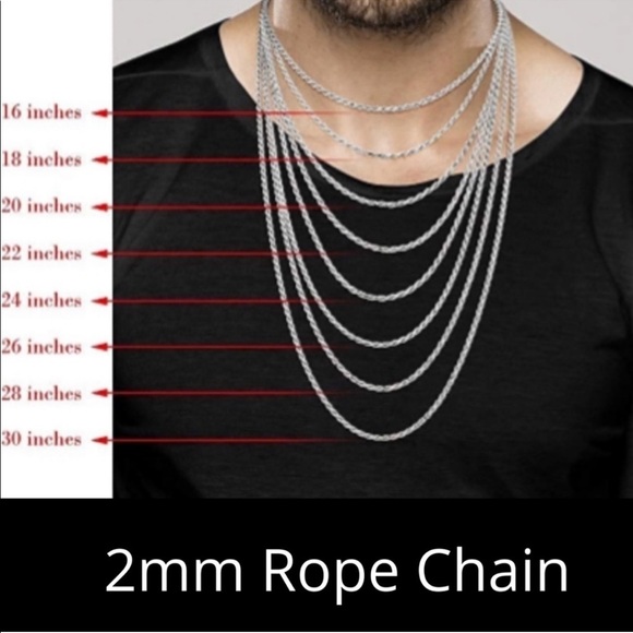 Mens Solid 925 Sterling Silver Rope Chain Necklace - Picture 1 of 3
